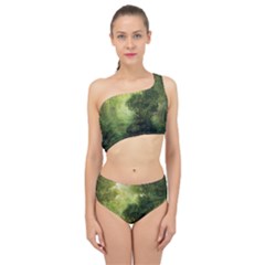 Green Beautiful Jungle Spliced Up Two Piece Swimsuit by Ravend