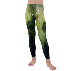 Green Beautiful Jungle Kids  Lightweight Velour Leggings by Ravend