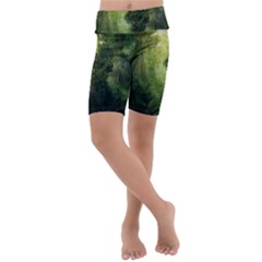 Green Beautiful Jungle Kids  Lightweight Velour Cropped Yoga Leggings by Ravend