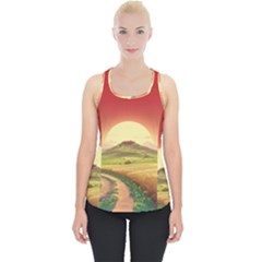 Landscape Sunset Orange Sky Pathway Art Piece Up Tank Top by Ravend