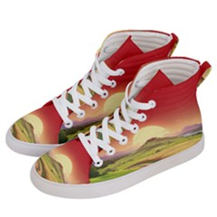 Landscape Sunset Orange Sky Pathway Art Women s Hi-top Skate Sneakers by Ravend