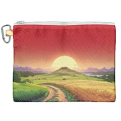 Landscape Sunset Orange Sky Pathway Art Canvas Cosmetic Bag (xxl) by Ravend