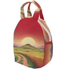 Landscape Sunset Orange Sky Pathway Art Travel Backpack by Ravend