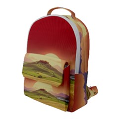 Landscape Sunset Orange Sky Pathway Art Flap Pocket Backpack (large) by Ravend