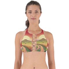 Landscape Sunset Orange Sky Pathway Art Perfectly Cut Out Bikini Top by Ravend