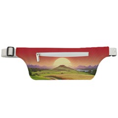 Landscape Sunset Orange Sky Pathway Art Active Waist Bag by Ravend