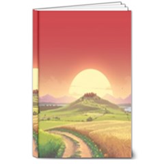 Landscape Sunset Orange Sky Pathway Art 8  X 10  Hardcover Notebook by Ravend