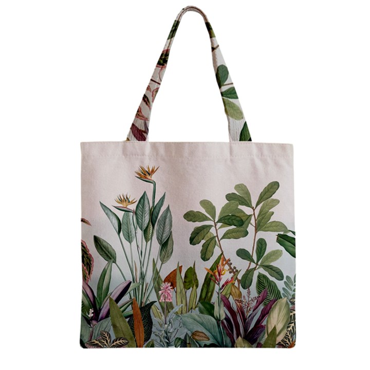 Tropical Jungle Plants Zipper Grocery Tote Bag