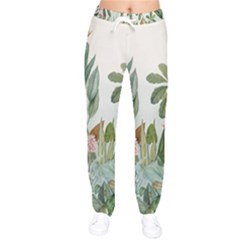 Tropical Jungle Plants Women Velvet Drawstring Pants by Ravend