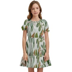 Tropical Jungle Plants Kids  Puff Sleeved Dress by Ravend