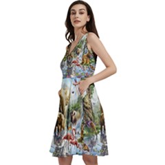 Beautiful Jungle Animals Sleeveless V-neck Skater Dress