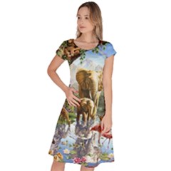 Beautiful Jungle Animals Classic Short Sleeve Dress by Ravend