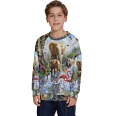 Beautiful Jungle Animals Kids  Long Sleeve Jersey