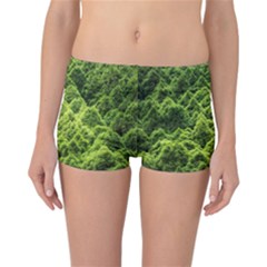 Green Pine Forest Reversible Boyleg Bikini Bottoms by Ravend