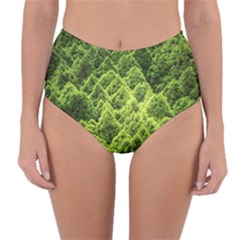 Green Pine Forest Reversible High-waist Bikini Bottoms by Ravend