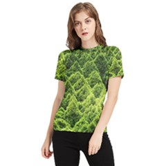 Green Pine Forest Women s Short Sleeve Rash Guard by Ravend