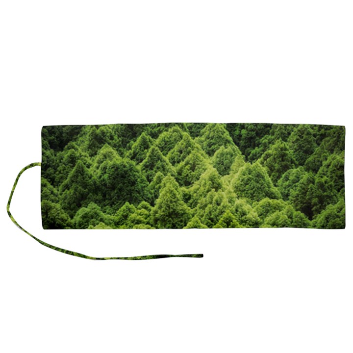 Green Pine Forest Roll Up Canvas Pencil Holder (M)