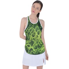 Green Pine Forest Racer Back Mesh Tank Top