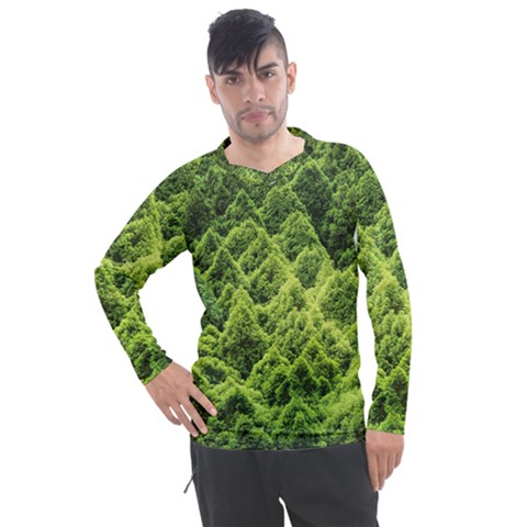 Green Pine Forest Men s Pique Long Sleeve Tee by Ravend