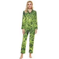 Green Pine Forest Womens  Long Sleeve Velvet Pocket Pajamas Set by Ravend