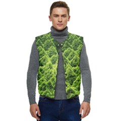 Green Pine Forest Men s Short Button Up Puffer Vest	 by Ravend