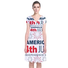 Independence Day Usa Short Sleeve Front Wrap Dress by Ravend