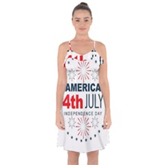 Independence Day Usa Ruffle Detail Chiffon Dress by Ravend