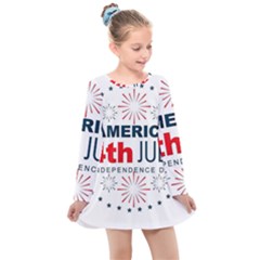 Independence Day Usa Kids  Long Sleeve Dress by Ravend