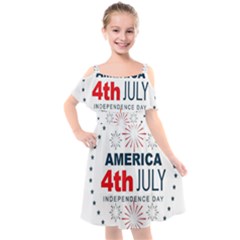 Independence Day Usa Kids  Cut Out Shoulders Chiffon Dress by Ravend