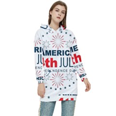 Independence Day Usa Women s Long Oversized Pullover Hoodie by Ravend