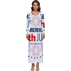 Independence Day Usa Long Sleeve Longline Maxi Dress by Ravend