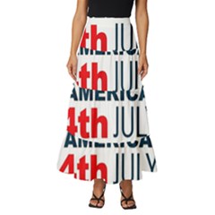 Independence Day Usa Tiered Ruffle Maxi Skirt by Ravend