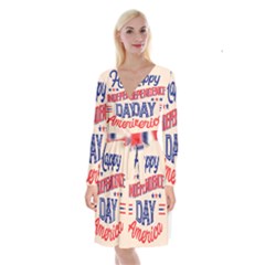 Usa Happy Independence Day Long Sleeve Velvet Front Wrap Dress by Ravend