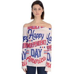 Usa Happy Independence Day Off Shoulder Long Sleeve Top by Ravend