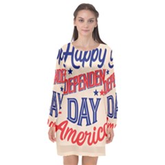 Usa Happy Independence Day Long Sleeve Chiffon Shift Dress  by Ravend