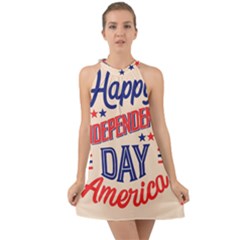 Usa Happy Independence Day Halter Tie Back Chiffon Dress by Ravend