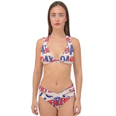 Usa Happy Independence Day Double Strap Halter Bikini Set by Ravend