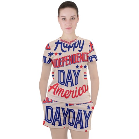 Usa Happy Independence Day Women s Tee And Shorts Set by Ravend