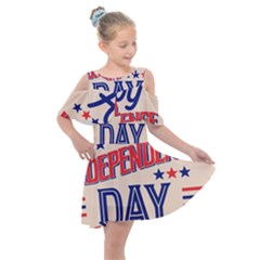 Usa Happy Independence Day Kids  Shoulder Cutout Chiffon Dress by Ravend