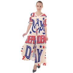 Usa Happy Independence Day Waist Tie Boho Maxi Dress by Ravend