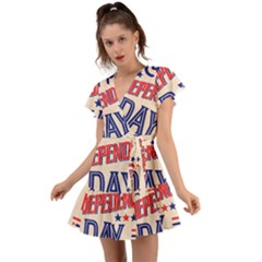 Usa Happy Independence Day Flutter Sleeve Wrap Dress by Ravend