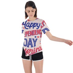 Usa Happy Independence Day Asymmetrical Short Sleeve Sports Tee by Ravend