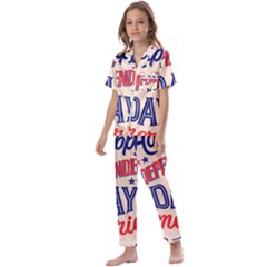 Usa Happy Independence Day Kids  Satin Short Sleeve Pajamas Set by Ravend