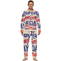 Usa Happy Independence Day Men s Long Sleeve Velvet Pocket Pajamas Set by Ravend