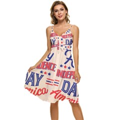 Usa Happy Independence Day Sleeveless Tie Front Chiffon Dress by Ravend