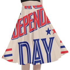 Usa Happy Independence Day A-line Full Circle Midi Skirt With Pocket