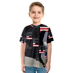 Freedom Patriotic American Usa Kids  Sport Mesh Tee