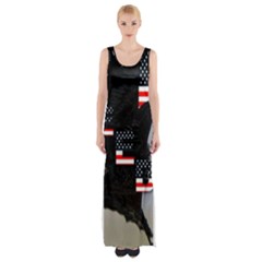 Freedom Patriotic American Usa Thigh Split Maxi Dress by Ravend