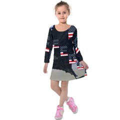 Freedom Patriotic American Usa Kids  Long Sleeve Velvet Dress by Ravend