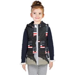 Freedom Patriotic American Usa Kids  Hooded Puffer Vest by Ravend